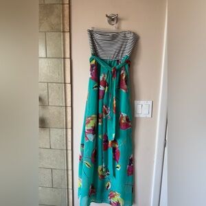 Xhilaration Navy and White Striped Top